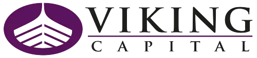 Viking Capital logo with purple shield icon and black text on white background